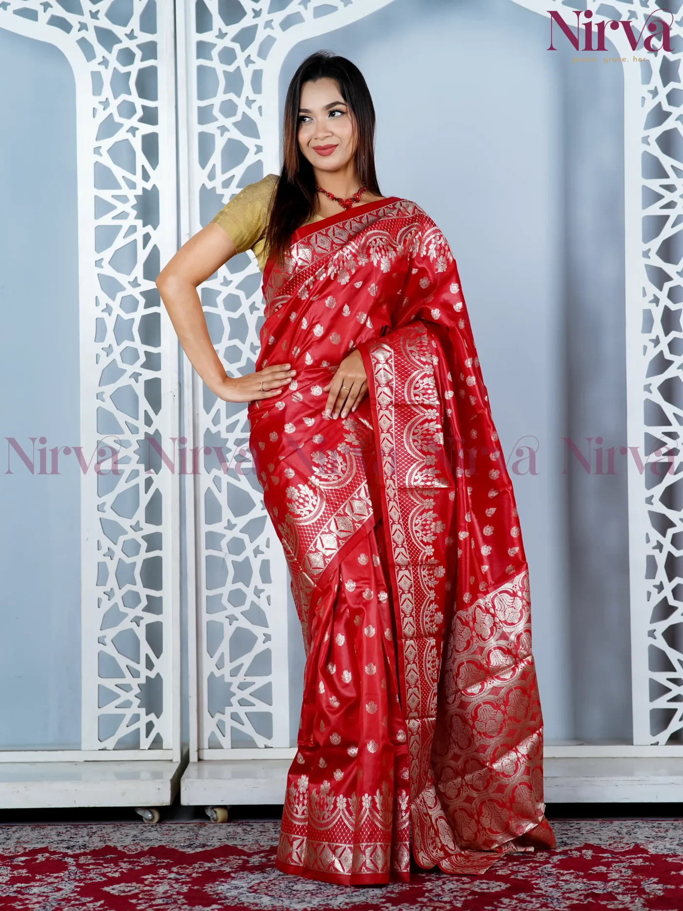 ❤️রেড/ব্ল্যাক কাতান সিল্ক বেনারসি